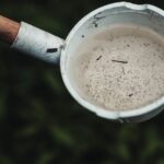 Close-up view of mosquito larvae in a scoop of water, highlighting potential breeding site.